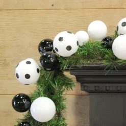 Garlands^Farrisilk 10' Black & White Polka Dot Ball Garland