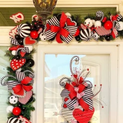 Garlands^Farrisilk 10' Black & White Polka Dot Ball Garland