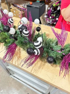 Mardi Gras^A&B Floral 5' Glitte Pine Garland In Assorted Colors