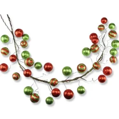 Garlands^Craig Bachman 5' Glitter Ball Garland Red And Lime