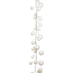 Garlands^Farrisilk 10' White Candy Apple Ball Garland