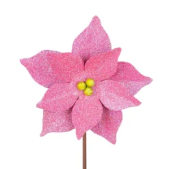 Pot Stakes^The Round Top Collection All Glitter Pink Poinsettia Stake