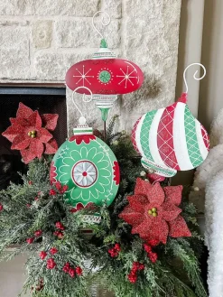 Winter^The Round Top Collection All Glitter Red Poinsettia Stake