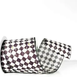 Ribbon^A&B Floral Antique Diamond Plaid Ribbon, 4