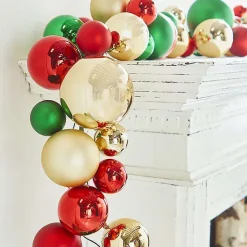 Garlands^RAZ Ball Garland In Red, Green And Gold, 4'