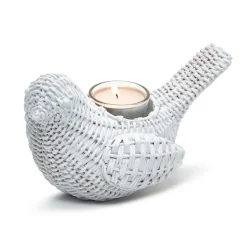 Easter^Two's Company Basket Weave Pattern Bird Cachepot