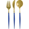 Party Diy^Sophistiplate Bella Cutlery, Gold & Blue Handle