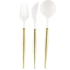 Party Diy^Sophistiplate Bella Cutlery, White & Gold