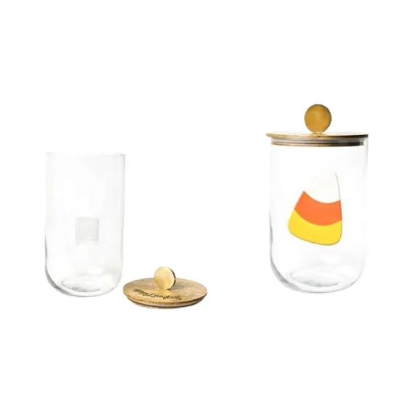 Table Decor^Happy Everything Big Wooden Lid Glass Jar By !