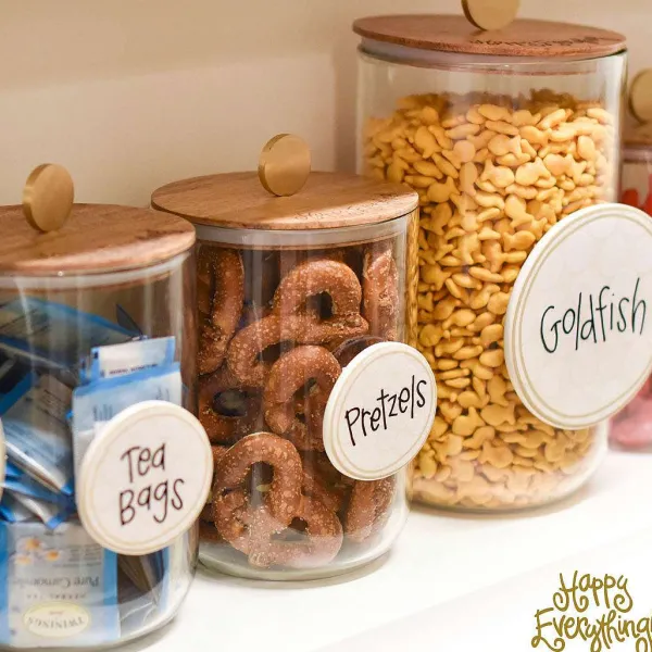 Table Decor^Happy Everything Big Wooden Lid Glass Jar By !