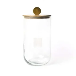 Table Decor^Happy Everything Big Wooden Lid Glass Jar By !