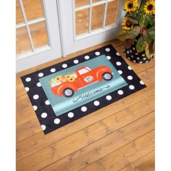 Rugs & Mats^Evergreen Black & White Dots Peeper Layering Mat