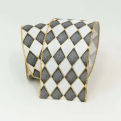 Ribbon^Farrisilk Black And White Antique Ribbon, 4" X 10Yd