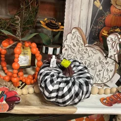 Home Accents^Liberty Floral Black And White Check Fabric Plaid Pumpkin