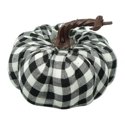 Table Decor^Liberty Floral Black And White Check Fabric Plaid Pumpkin