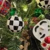 St. Patrick's Day^Farrisilk Black And White Check Ornament, 3"