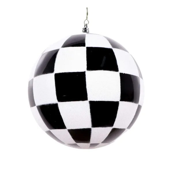 St. Patrick's Day^Farrisilk Black And White Check Ornament, 3"