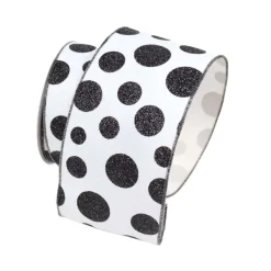 Ribbon^Farrisilk Black And White Glitter Random Dots 4