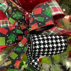 Ribbon^Farrisilk Black And White Houndstooth Ribbon 4"X10Yd