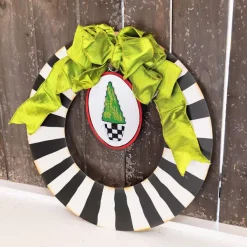 Wall Decor^The Round Top Collection Black And White Wreath With Grommet Hanger