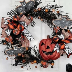 Table Decor^Liberty Floral Black Flocked Pine Garland