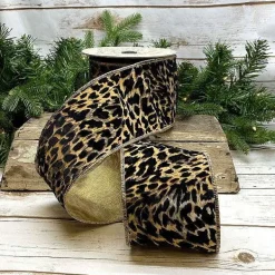 Ribbon^D. Stevens Black Leopard Jacquard Ribbon, 4" X 10Yd.