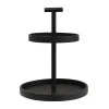 Table Decor^Creative Coop Black Mango Wood 2-Tier Tray With Handle