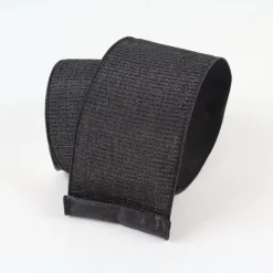 Ribbon^Farrisilk Black Pleated Metallic Ribbon, 4" X 10Yd