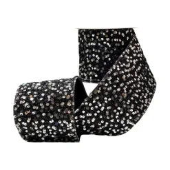 Ribbon^D. Stevens Black Sequin Tinsel Ribbon, 4" X 10Yd