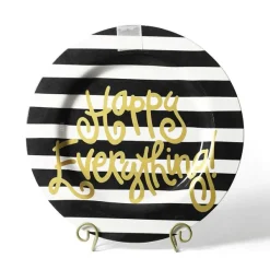 Table Decor^Happy Everything Black Stripe Big Platter By !