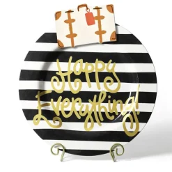Table Decor^Happy Everything Black Stripe Big Platter By !