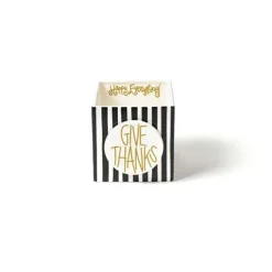 Decorative Containers^Happy Everything Black Stripe Medium Nesting Cube By !