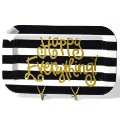 Kitchen & Dining^Happy Everything Black Stripe Rectangle Mini Entertaining Platter By !
