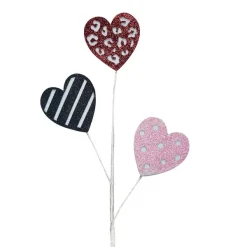 Picks^Craig Bachman Black Stripe, Red Pattern, Pink Dot Heart Glitter Pick, 25"