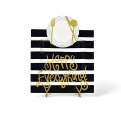 Kitchen & Dining^Happy Everything Black Stripe Square Big Entertaining Platter By !