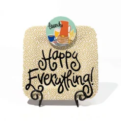 Table Decor^Happy Everything Black Swirl Mini Plate Stand By !