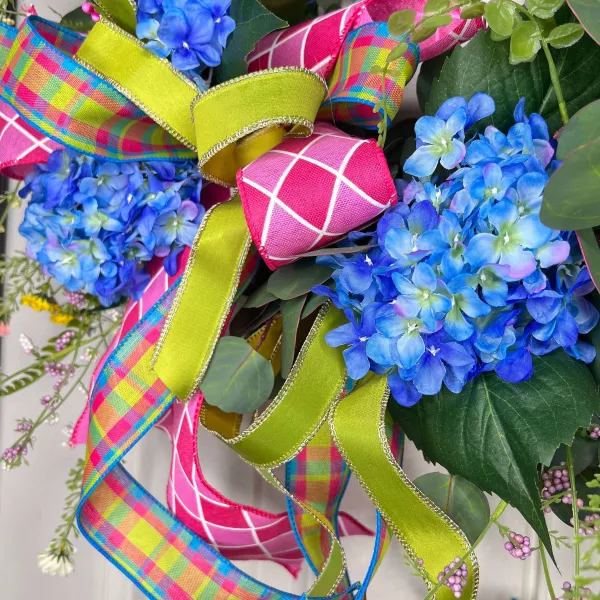 Door Decor^* Blooming Blue Hydrangea Wreath