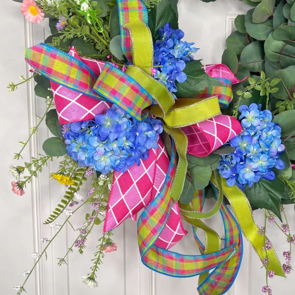Door Decor^* Blooming Blue Hydrangea Wreath