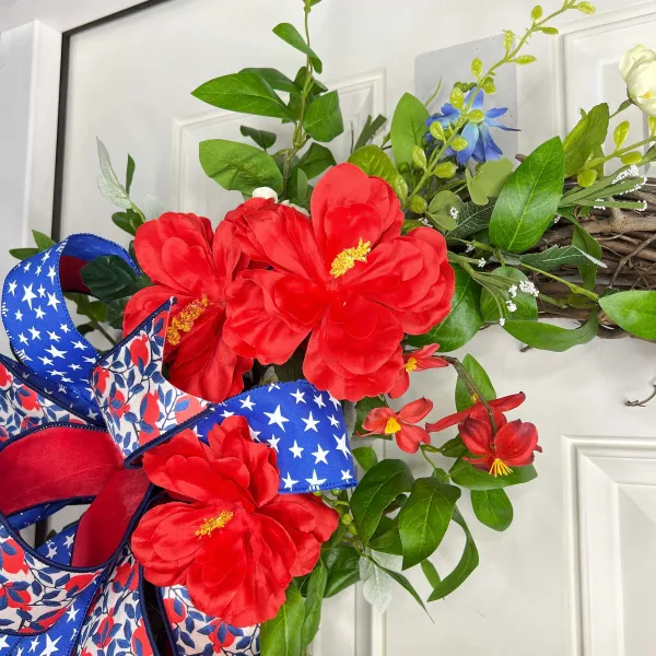 Door Decor^* Blooming Patriotism Wreath