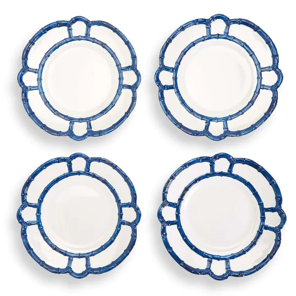 Spring^Two's Company Blue Bamboo Touch Dinner Plate, Set Of 4