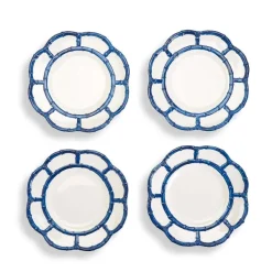 Kitchen & Dining^Two's Company Blue Bamboo Touch Salad Plate, Set Of 4