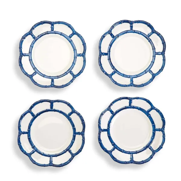 Kitchen & Dining^Two's Company Blue Bamboo Touch Salad Plate, Set Of 4