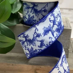 Spring Ribbon^D. Stevens Blue Chinoiserie Ribbon, 2.5" X 10Yd