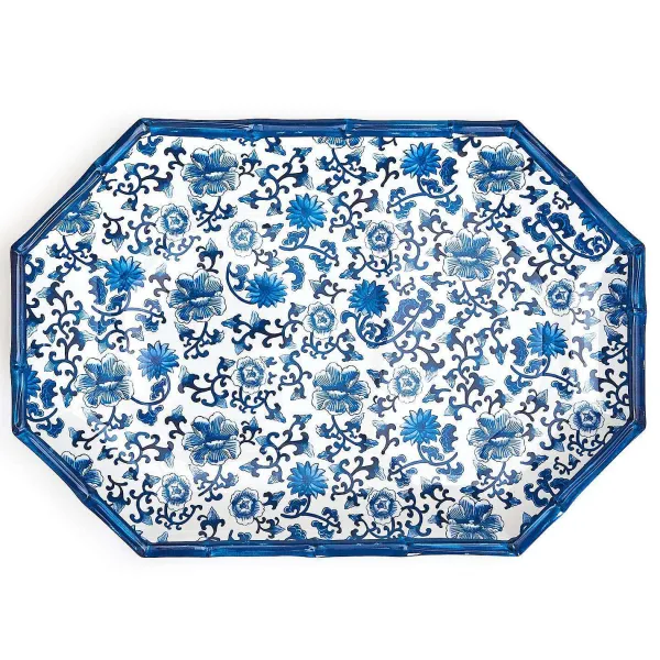 Spring^Two's Company Blue Floral Pattern Octagonal Serving Tray