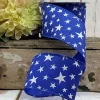Ribbon^D. Stevens Blue Linen Stars Ribbon, 2.5" X 10Yd