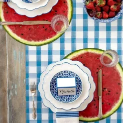 Party Diy^Hester & Cook Blue Painted Check Runner