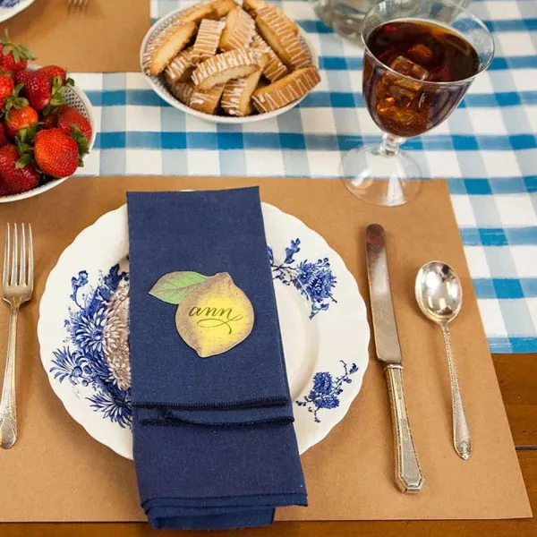 Party Diy^Hester & Cook Blue Painted Check Runner