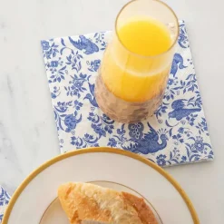 Spring^Hester & Cook Blue Regal Peacock Cocktail Napkin Set