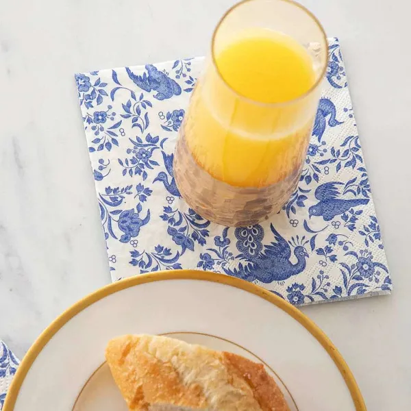 Spring^Hester & Cook Blue Regal Peacock Cocktail Napkin Set