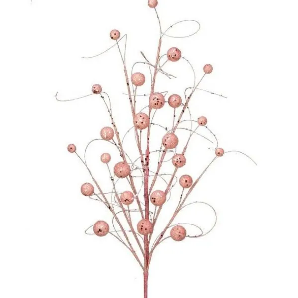 Floral^Regency Blush Sequin Wispy Ball Spray